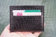 Black Genuine Crocodile Leather Credit Card Holder Wallet for men W2