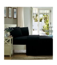 Mainstays Ultra Soft Microfiber Bed Sheet Set, Twin/Twin XL, Rich Black, 3 Piece