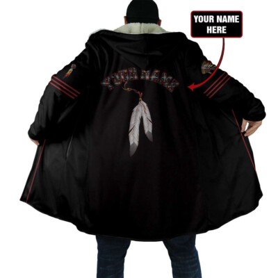 Custom Name Feather Native American3D All Over Printed Hooded Cloak Coat - Excoo