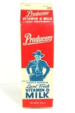 1950's Hopalong Cassidy Producers Local Fresh Vitamin D Qt. MILK Carton - Empty