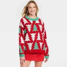 Women's Oversized Christmas Tree Sweater - Size Large - NWT