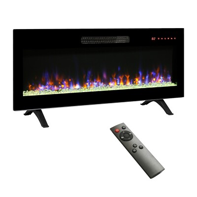 42'' 1400W Ultra-Thin Electric Fireplace - Wall Mount, Recessed, Freestanding