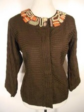Beautiful Women's Size 1 Chico's Brown Pleated LS Lined Button Blazer Jacket