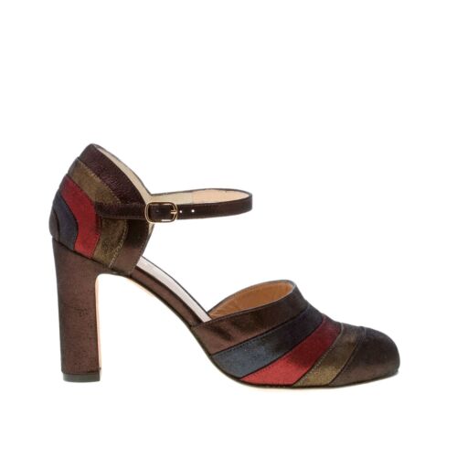 CHIE Womens Shoes Hera Multi-Color Laminated Effect Suede Maryjane Pump - Picture 1 of 7