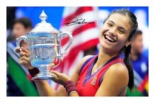 Emma Raducanu Signed A4 Autograph Photo Print Womens Tennis US Open Champion