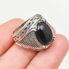 Black Onyx Men's Ring Solid 925 Sterling Silver Beautiful Ring, All Size M146