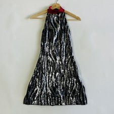 MotionWear Motion Wear Sequin Zebra Sleeveless Dance Mini Dress Womens Medium