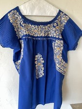 Oaxaca San Antonio Peasant Blouse Hand Embroidered Size Large To Extra Large