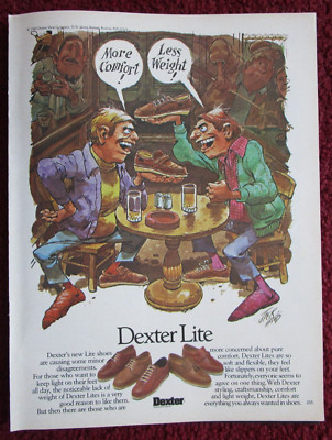 1981 DEXTER Lite Shoes Print Ad ~ Bar Tavern Brawl JACK DAVIS Comic Art