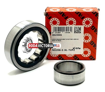 30mm Bore Bearing FAG NU206E-TVP2 Cylindrical Roller Bearing - 30mm ID, 62mm OD, 16mm Width, Single Row, Normal Clearance NU206E-TVP2 Bearing