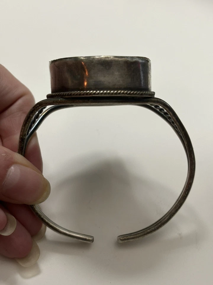 Brazalete Abierto Tono Plata Amonita ENORME!!!! ÚNICO Foto 2 de 4