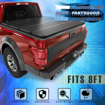 For 15-20 Ford F150 F-150 8FT Truck Bed Hard Top 4-Fold Waterproof Tonneau Cover