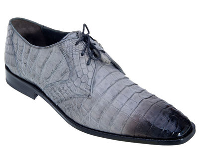 LOS ALTOS GENUINE GRAY CROCODILE CAIMAN BELLY OXFORDS DRESS SHOE EE