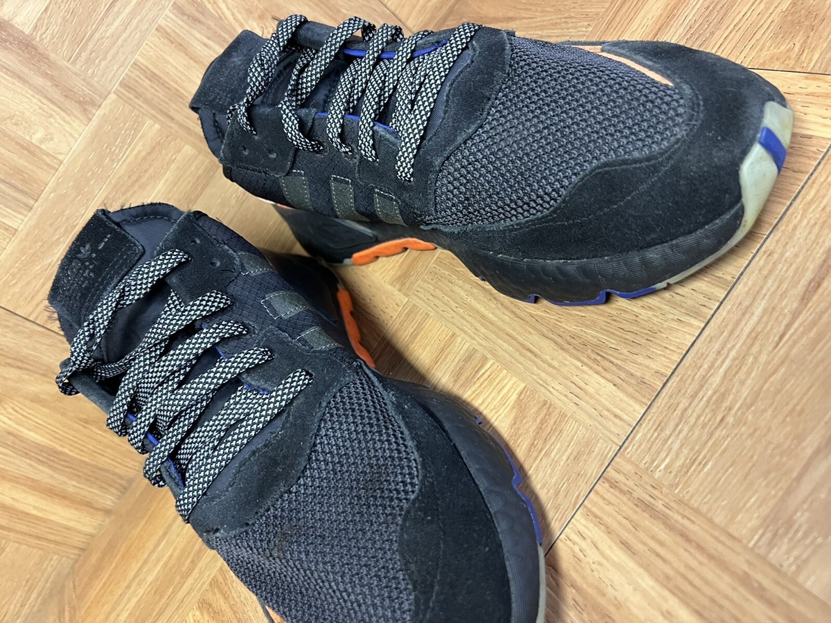 RARE? Adidas Nite Jogger Core Black Carbon Active Blue Size 