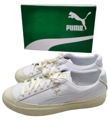 Puma 42,5 Clyde Sneaker Weiß Leder Rubber Toe 366986-01 Neu & Original