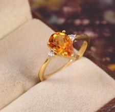 Citrine Gemstone Women Promise Ring Gold Plated Silver Ring valentine day gifts