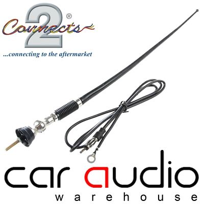Universal Car Stereo Radio Rubber Mast Wing Roof Chrome FM Antenna ...