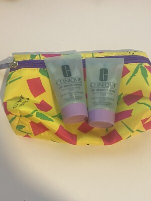 NEW! 2x Clinique All About Clean Liquid Facial Soap Mild 1 fl oz/30ml each + BAG