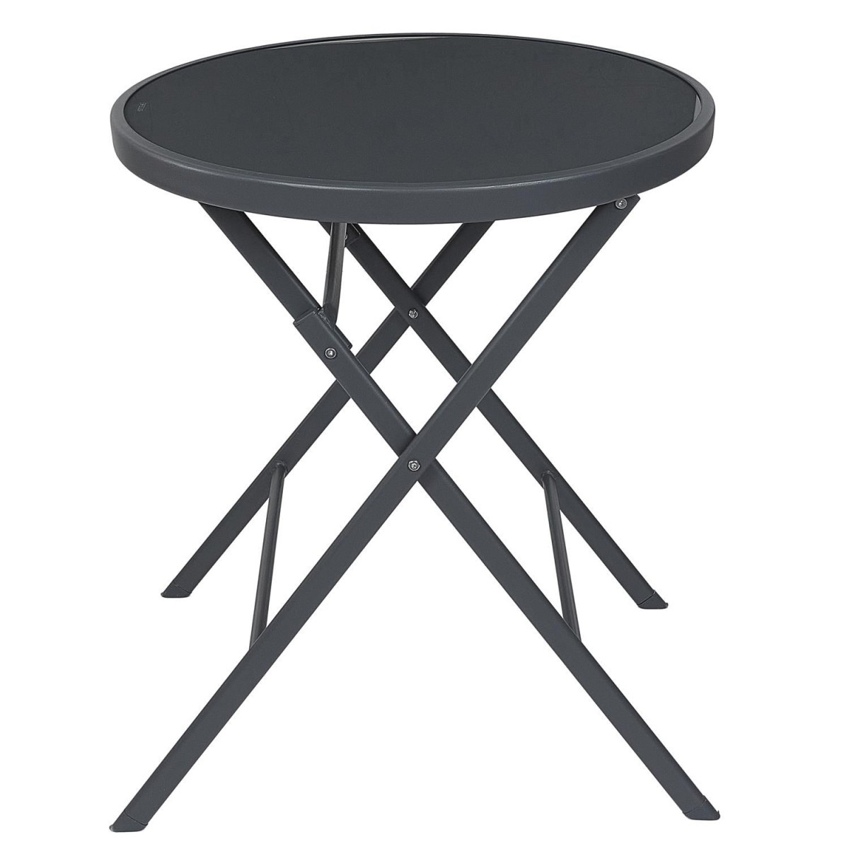 Table de jardin pliable Elba 71cm en acier haut de gamme gris mat