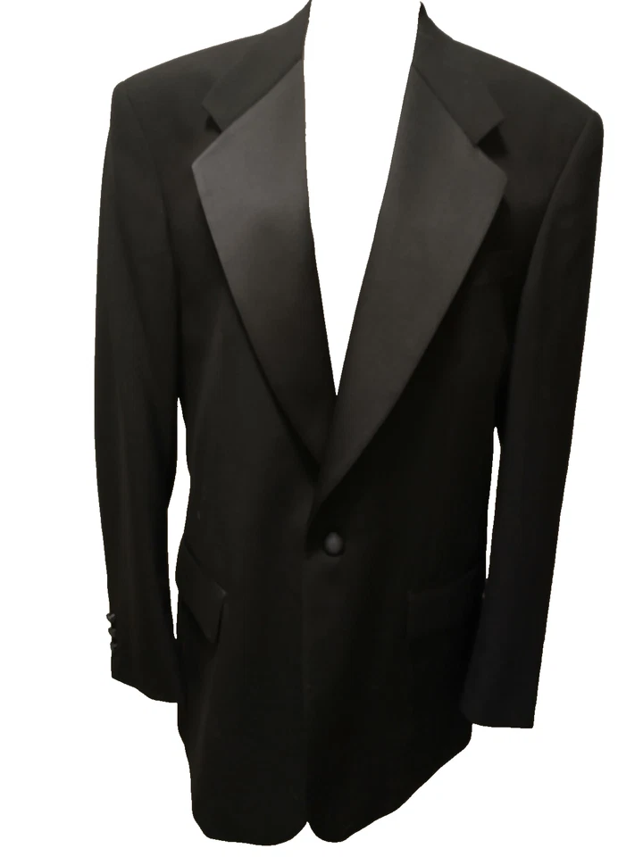 New Union Made USA Monsieur Givenchy Men Black Wool Satin Detail Tuxedo Suit 42S - Image 2 of 4