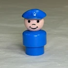 Vintage Little People Plastic Man Boy Police Officer Blue Shirt Hat Pilot Cop