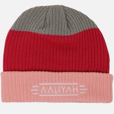 Aaliyah Logo Embroidered Adult Unisex Pink Stripe 90s Beanie Ripple Junction New
