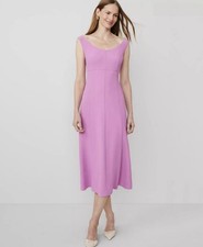 NWT ANN TAYLOR ORCHID GLOW FLUID CREPE SEAMED FLARE DRESS Size 6