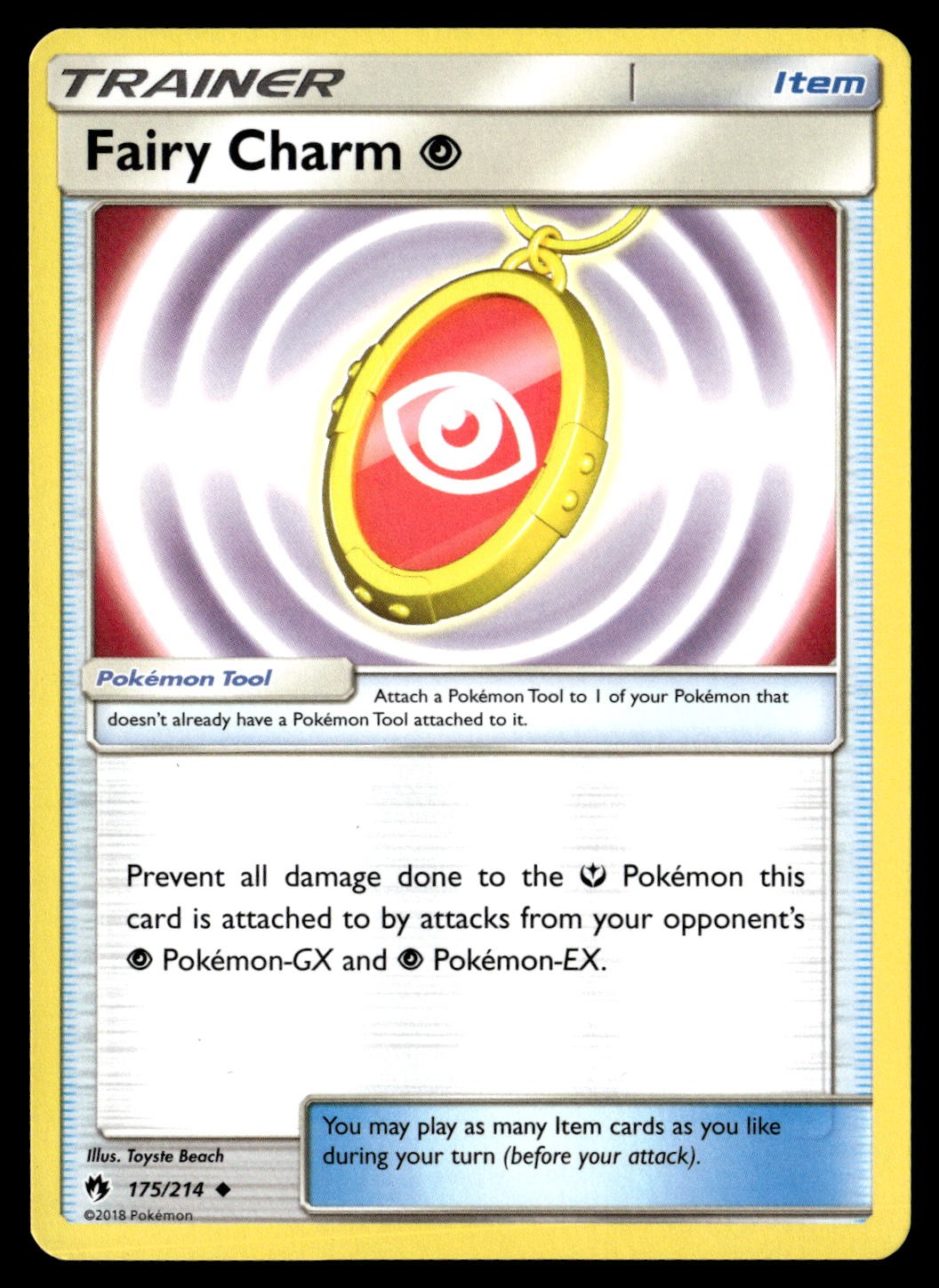 Fairy Charm Psychic 175/214 Uncommon Lost Thunder Pokemon Lightly Played