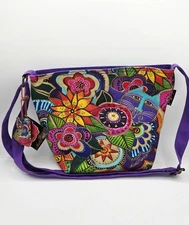 Laurel Birch Sun n Sand Purse Crossbody Canvas Bag Cats Flowers Geometric  NWT