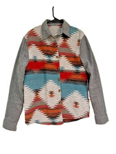 Wool Pendleton Style Print Shirt-Coat L Womens