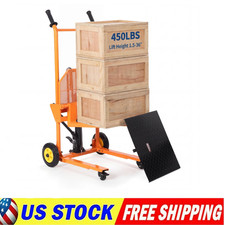 Hydraulic Material Lift 450lbs Winch Stacker Adjustable Pallet Dolly Lift 36in Hydraulic Material Lift 450lbs Winch Stacker Adjustable Pallet Dolly Lift 36in
