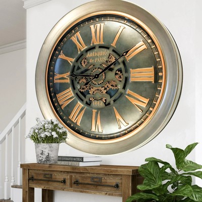 The Gears Clock LUXEMBOURG LINE WALL CLOCK ROUND 40 IN BUURGLAATZ BRONZE-ANTIQUE