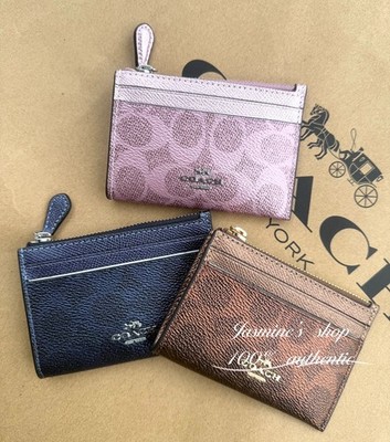 NWT Coach Mini Skinny Id Case In Signature Canvas CCS50