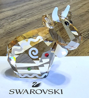 🎄 Swarovski Crystal 2018 Christmas Holiday Lovlots Gingerbread Mo Cow Figurine