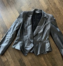 Nwot. Vintage Alexander Mcqueen Jacket Black Soft Leather Design Peplum 44