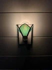 Vintage 1984 Gallery Art Stained Glass Night Light Green Tiffany Style Plugin