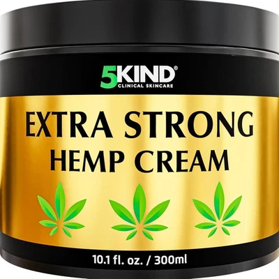 5kind Extra Strong Hemp Cream 300ml for Joints Muscle Lower Back Feet Knees Neck
