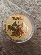 Pokemon Glurak Charizard in Gold Sammlerm&uuml;nze M&uuml;nze / Medaille Geschenk
