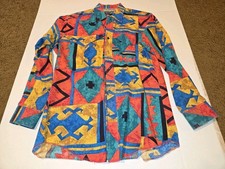 Wrangler Button Down Shirt M Cowboy Cut Xlong Tails 15 1/2 33 Aztec