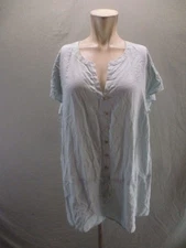 NWT DR2 Size 3X Womens Gray Short Sleeve Split Neck Button Up Summer Tunic 285