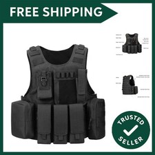 Tactical Airsoft Vest, Army Waistcoat Molle Military Combat Vest for Men Wome...