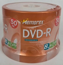 Memorex 50pk DVD-R 8x Speed Recordable 4.7 GB 120 Minutes New Free Shipping