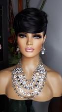 New Short Cut Black Pixie Style Full Cap Wig Heat Resistant Womens Fashion Hair
