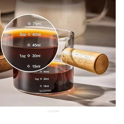 75 ML Clear Glass Espresso Cup Double Mouth Milk Coffee Mug Shot Measuring Cup