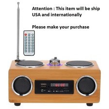 Retro Bamboo Wooden Bluetooth Speaker   Wireless, Portable Boombox, FM Radio, TF