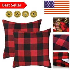 Durable 18" Buffalo Check Throw Pillow Covers - Set of 2 for Holiday Styling