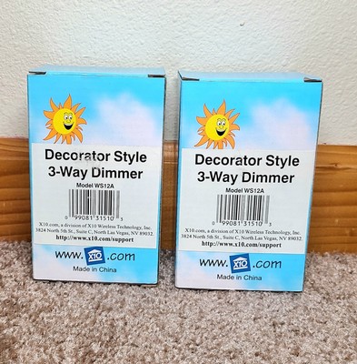 2x Decorator Style Wall Switch 3-Way Dimmer NOB White/Ivory W/Plates X10 WS13A