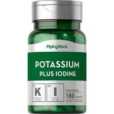 Potassium Plus Iodine | 180 Tablets | Complex | Non-GMO | by Piping Rock