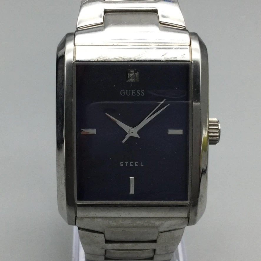 Guess Watch stainless steel w/ black rectangular face, new battery. L96010L1 GUESS Men main image 3