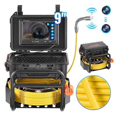 Uimoso 9'' Sewer Camera 230ft/70m Self-Leveling Drain Camera w/ 512Hz Transmitter